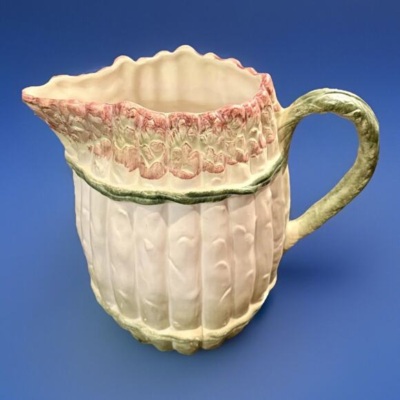 Vintage CB Pitcher Asparagus Shaped Italian Majolica Vase Signed 8" Cottagecore - Picture 1 of 13